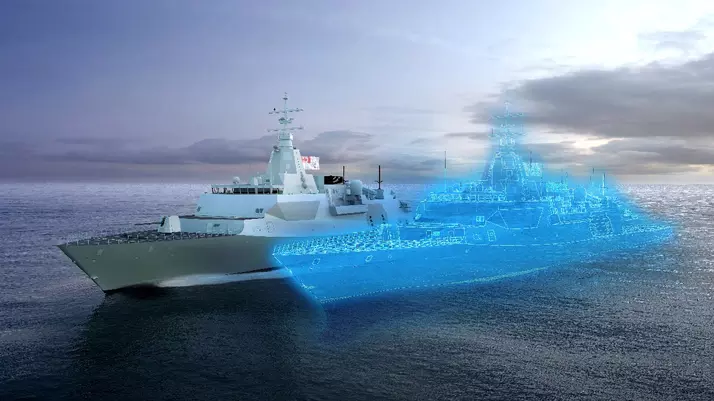 Canadian Surface Combatant model at the Sea Air Space 2023 expo