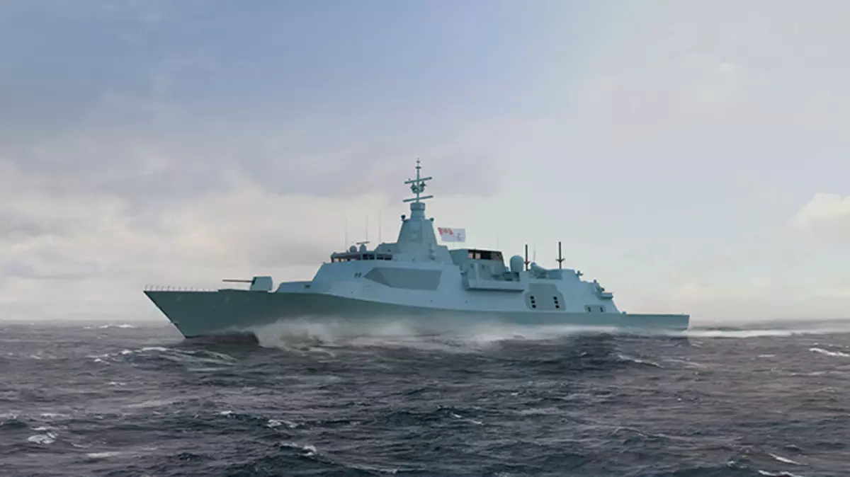 Canadian Surface Combatant model at the Sea Air Space 2023 expo